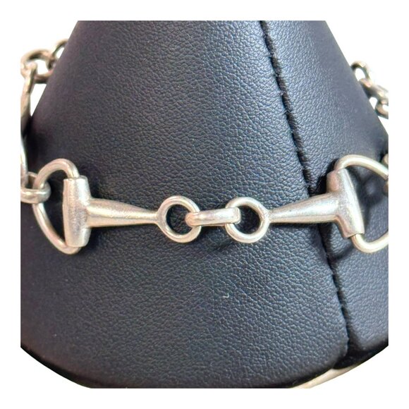 Vtg Sterling Silver 925 Modernist Horse Bit Pattern Link Bracelet 8" Equestrian - Picture 3 of 8